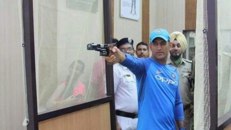 MS Dhoni transforms into a shooter as the CSK skipper fires bullets at a target – WATCH