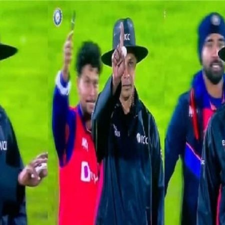 Before the Umpire throws out, Siraj and Kuldeep impersonate him.