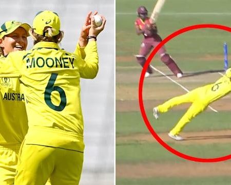 Watch Beth Mooney’s one-handed diving catch  vs  West Indies in the Women’s World Cup  semifinal.