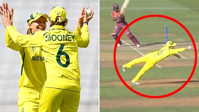 Watch Beth Mooney’s one-handed diving catch  vs  West Indies in the Women’s World Cup  semifinal.