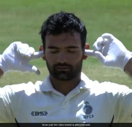 Yash Dubey of Madhya Pradesh scores a century in the Ranji Trophy final and celebrates like KL Rahul.