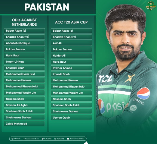 Pakistan has announced their squads for the ODIs in the Netherlands and the Asia Cup.
