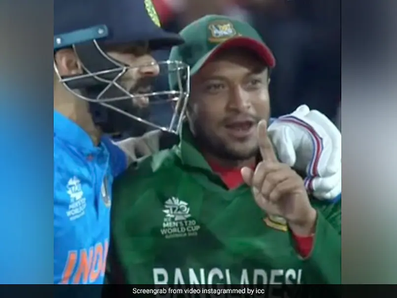 Shakib Al Hasan is unhappy with Virat gesture to the umpire during a T20 World Cup match.