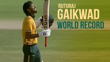 Ruturaj Gaikwad Sets a new record by hitting seven sixes in an over during a Vijay Hazare Trophy match.