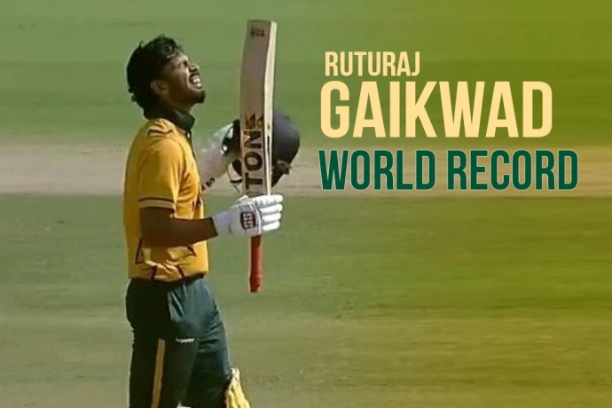 Ruturaj Gaikwad Sets a new record by hitting seven sixes in an over during a Vijay Hazare Trophy match.