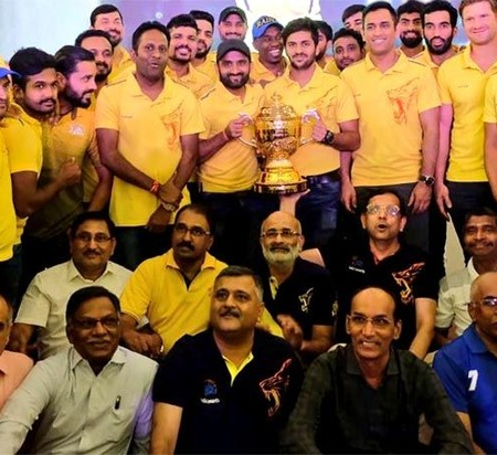 After securing the last berth, CSK players are greeted with a boisterous reception at the team hotel