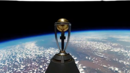 The ICC begins the Men’s World Cup 2023 Trophy Tour in thrilling style, launching 120,000 feet above Earth