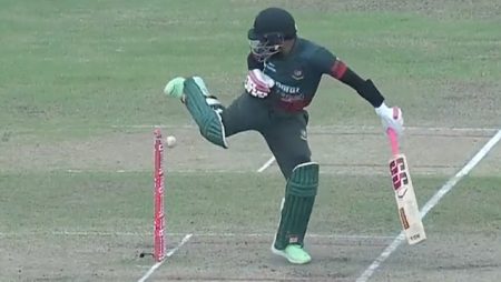 Mushfiqur Rahim football abilities fail to rescue his wicket during the third ODI, and the video goes viral.