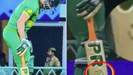 During the match against the Netherlands, Keshav Maharaj was seen sporting a ‘Om’ sign on his bat.