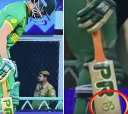 During the match against the Netherlands, Keshav Maharaj was seen sporting a ‘Om’ sign on his bat.