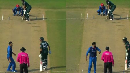 Mohammad Nabi advise Babar Azam for leaving his crease too soon during the PAK-AFG match.