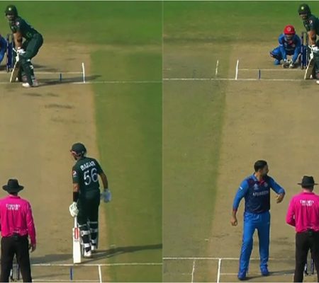 Mohammad Nabi advise Babar Azam for leaving his crease too soon during the PAK-AFG match.