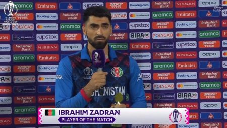 Ibrahim Zadran dedicates his POTM award to Afghan refugees forcibly relocated from Pakistan.