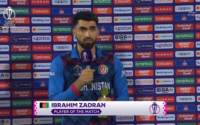 Ibrahim Zadran dedicates his POTM award to Afghan refugees forcibly relocated from Pakistan.